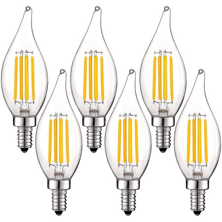 LUXRITE CA11 LED Bulbs 5W (60W Equivalent) 550LM 3500K Natural White Dimmable E12 Candelabra Base 6-Pack LR21646-6PK